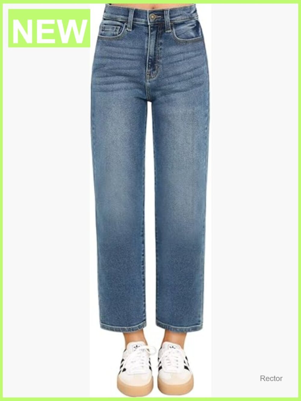High Waisted Cropped Straight Leg Jeans 7/8 Length Denim Pants